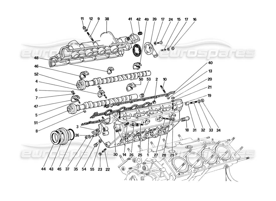 ferrari 328 (1988) cylinder head (right) part diagram