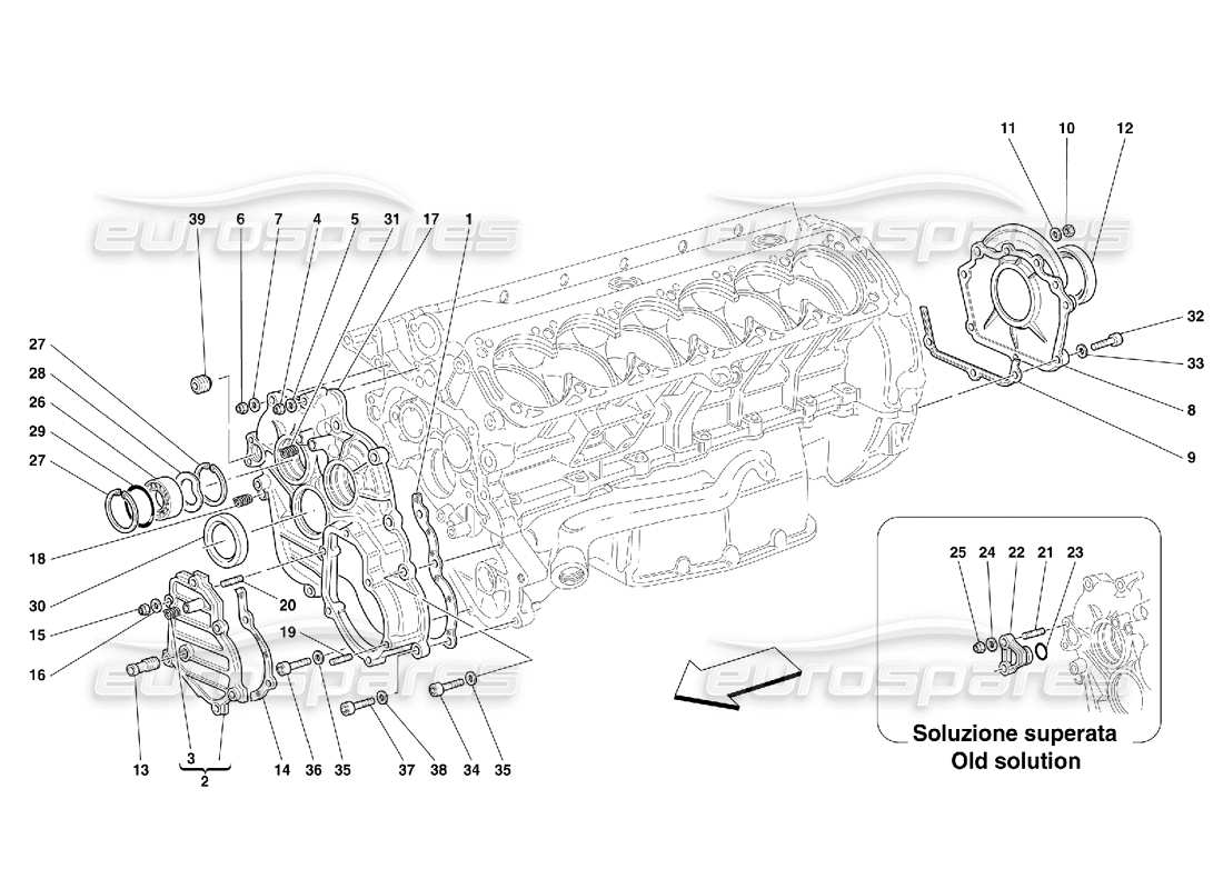 FERRARI 456 GT/GTA CRANKCASE - COVERS PART DIAGRAM ferrari 456 gt/gta crankcase - covers part diagram