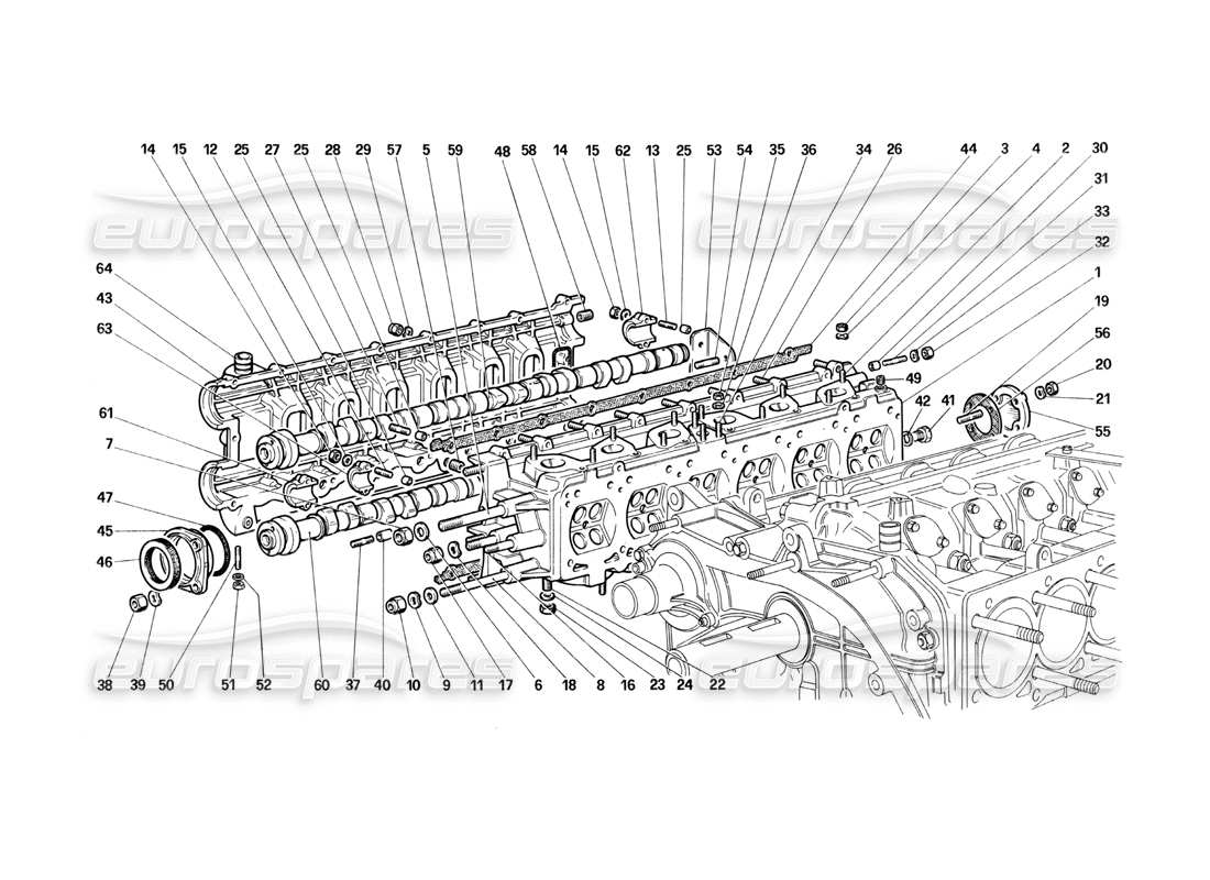 ferrari testarossa (1990) cylinder head (right) part diagram