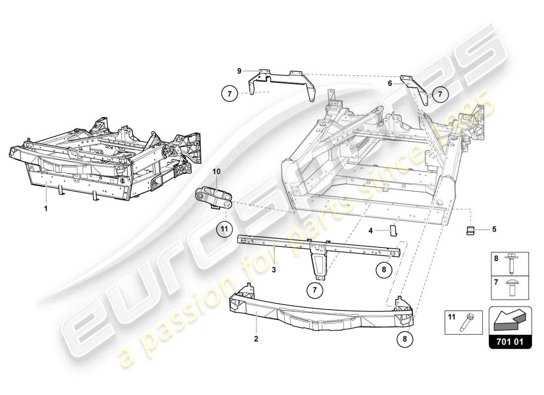lamborghini ultimae (2022) trim frame front part part diagram