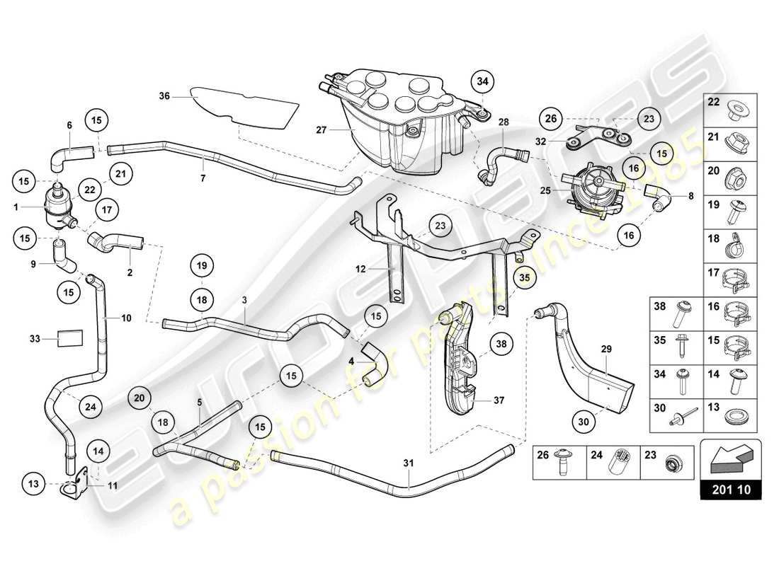 lamborghini 2022 (ultimae) activated carbon filter system part diagram
