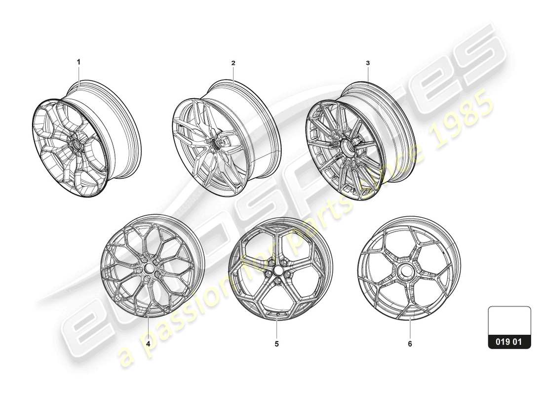 lamborghini accessories (sterrato) aluminium rim part diagram