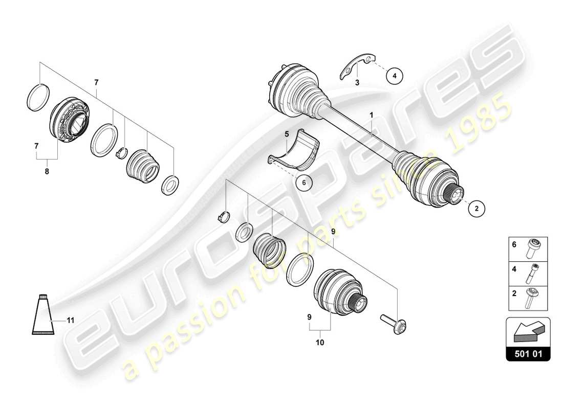 lamborghini urus (2022) axle shaft part diagram