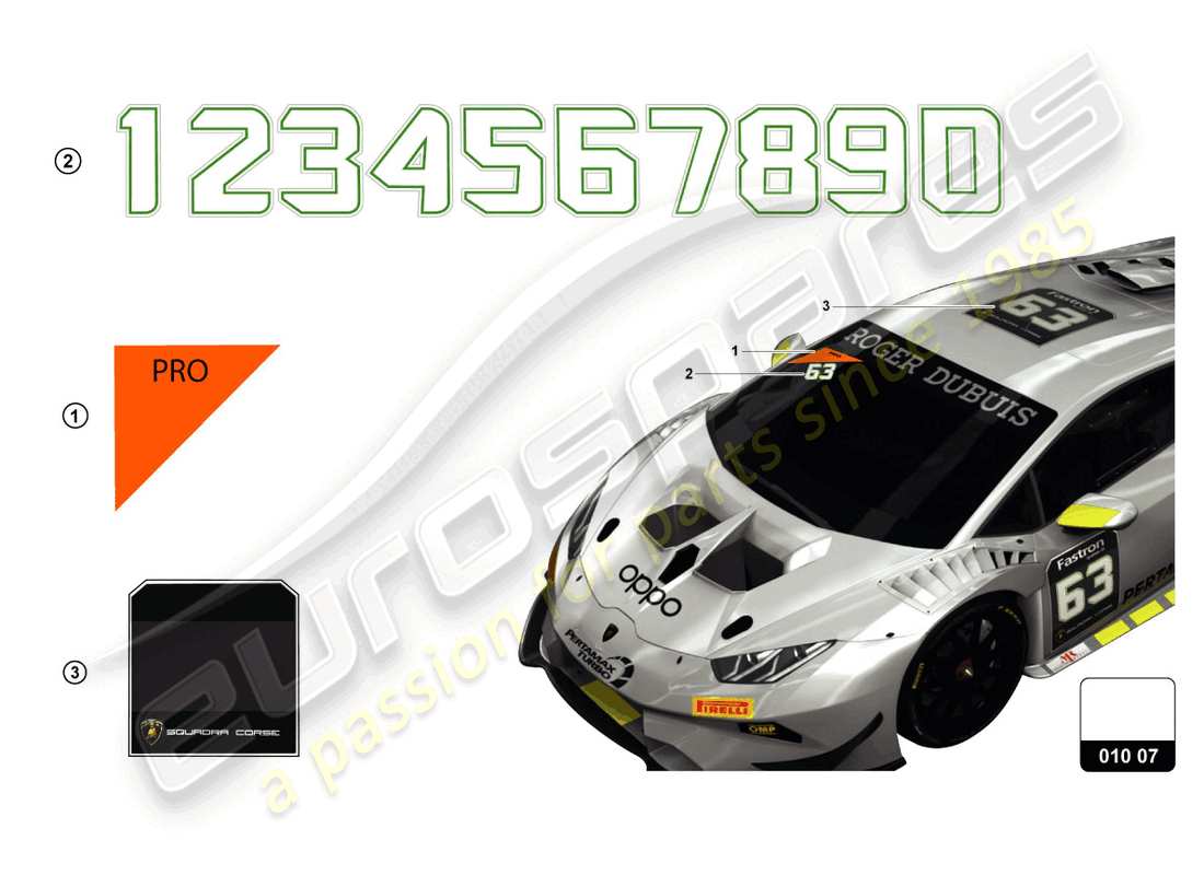 lamborghini 2018 (super trofeo evo) stickers part diagram