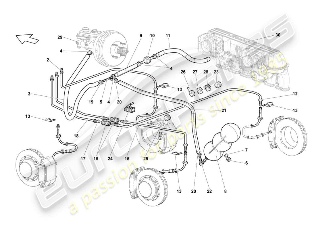 lamborghini reventon brake pipe parts diagram