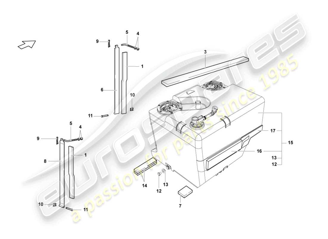 lamborghini reventon fuel tank with attachments parts diagram