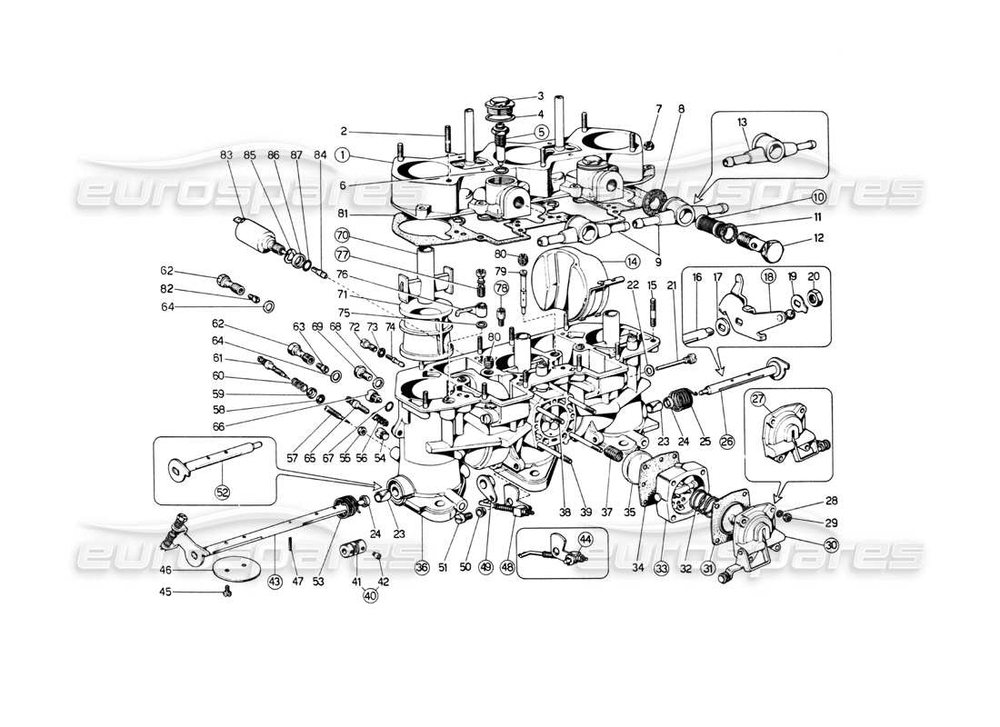 FERRARI 512 BB WEBER 40 IF 3C-9-10-11-12 CARBURETTORS PART DIAGRAM ferrari 512 bb weber 40 if 3c-9-10-11-12 carburettors part diagram