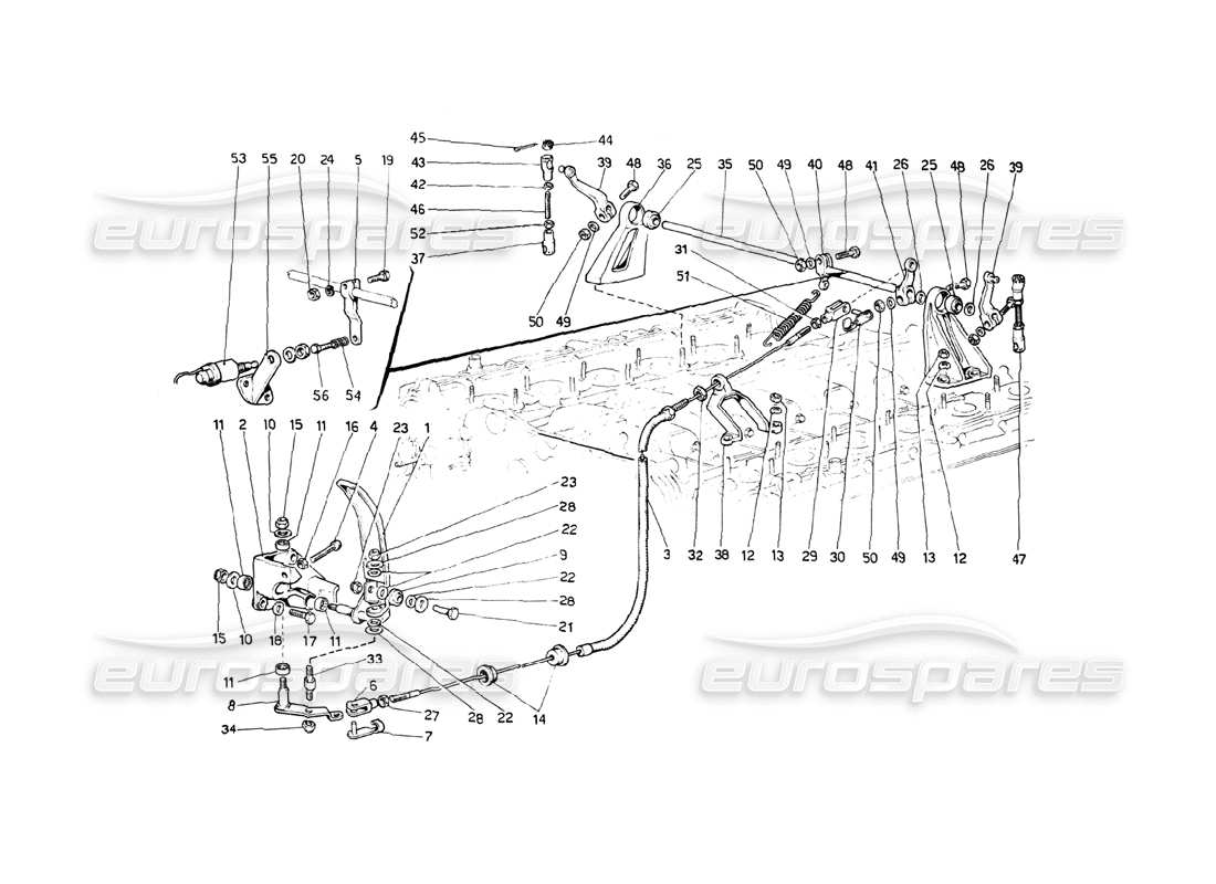 FERRARI 512 BB THROTTLE CONTROL PART DIAGRAM ferrari 512 bb throttle control part diagram