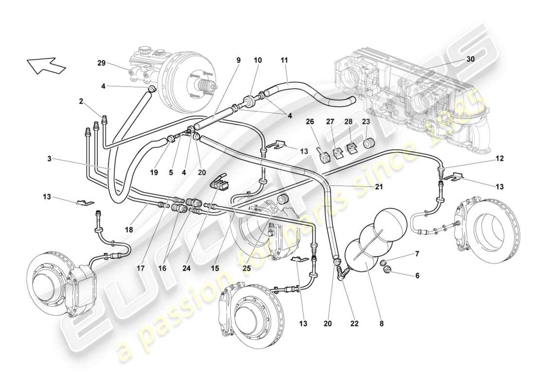 lamborghini reventon roadster brake pipe parts diagram