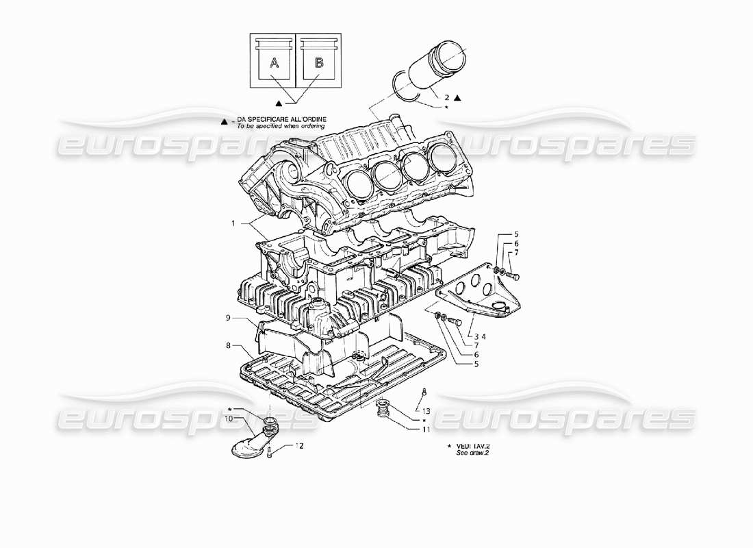 maserati qtp v8 (1998) engine block and oil sump part diagram