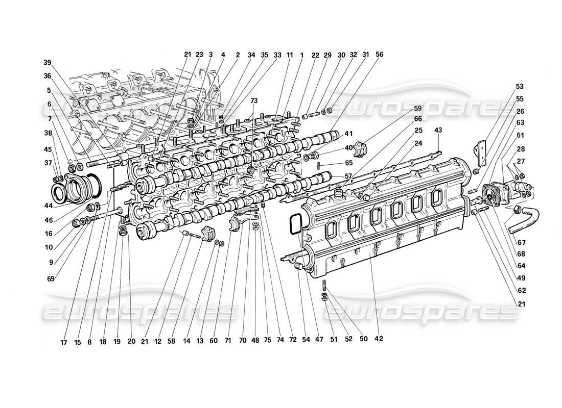 ferrari testarossa (1990) cylinder head (left) part diagram