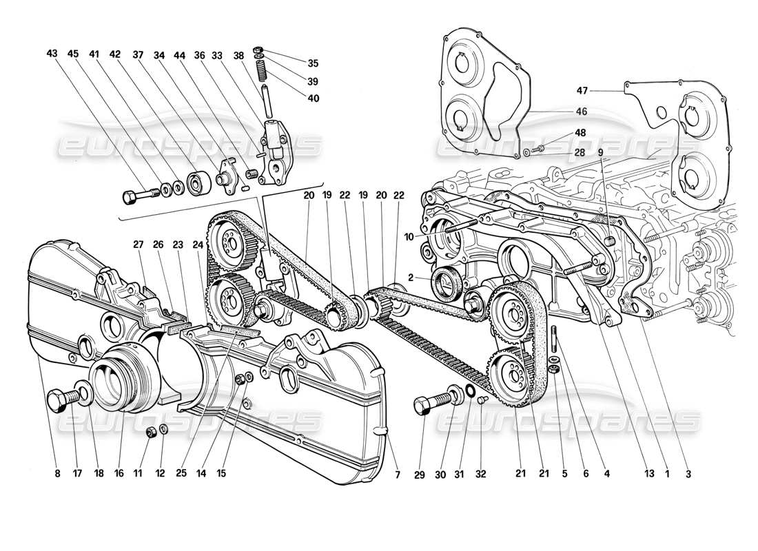 ferrari testarossa (1990) timing system - controls part diagram