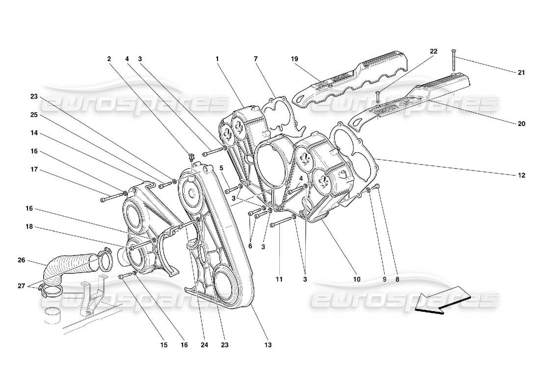 FERRARI 456 GT/GTA ENGINE COVERS PART DIAGRAM ferrari 456 gt/gta engine covers part diagram
