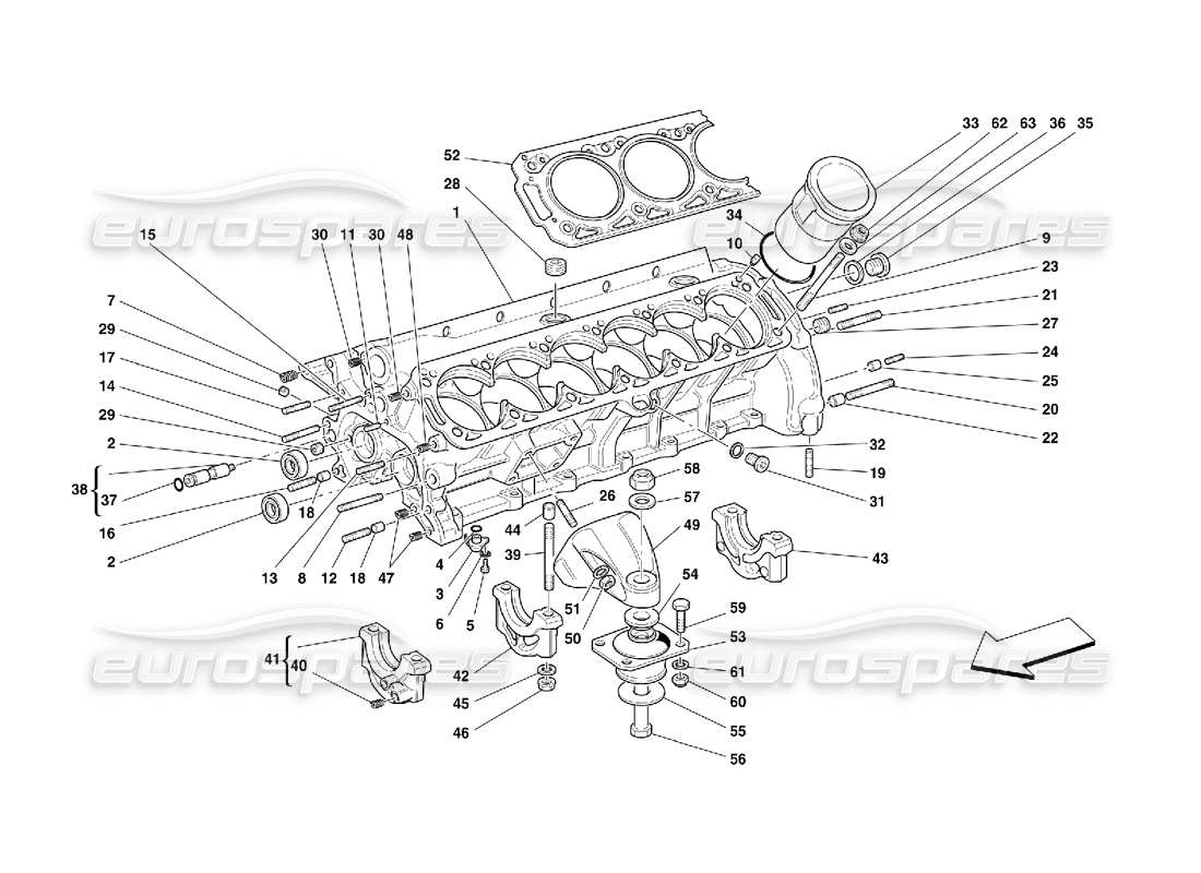 FERRARI 456 GT/GTA CRANKCASE PART DIAGRAM ferrari 456 gt/gta crankcase part diagram