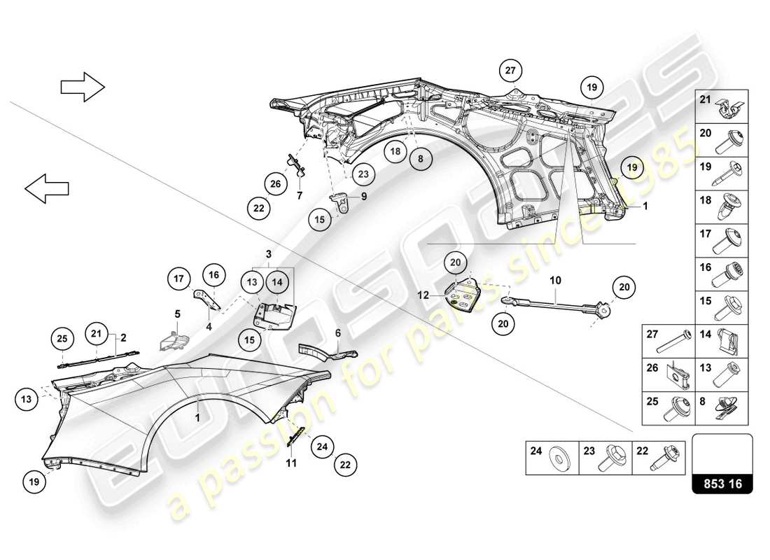 lamborghini 2023 (tecnica) wing parts diagram