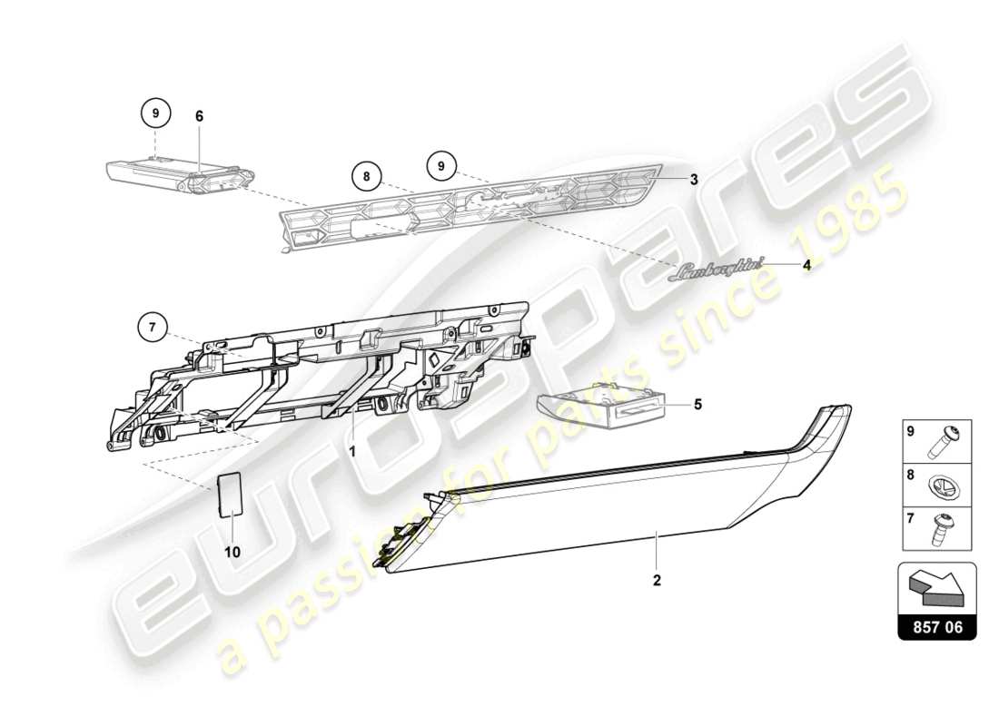 lamborghini 2024 (sterrato) glove box part diagram