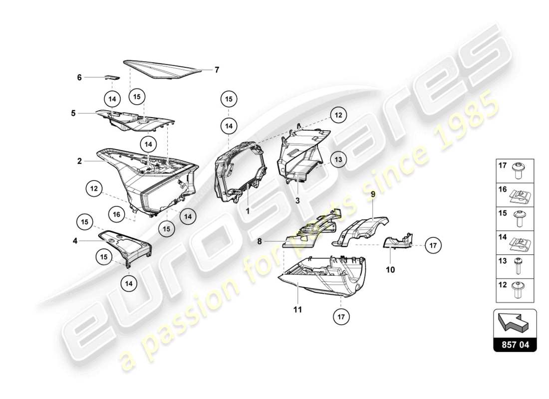 lamborghini 2024 (sterrato) instrument housing for rev counter and daily distance recorder part diagram