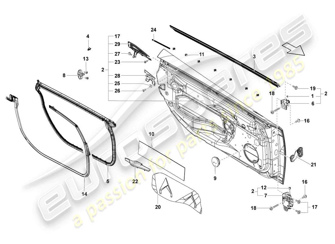 lamborghini lp570-4 spyder performante (2011) door part diagram