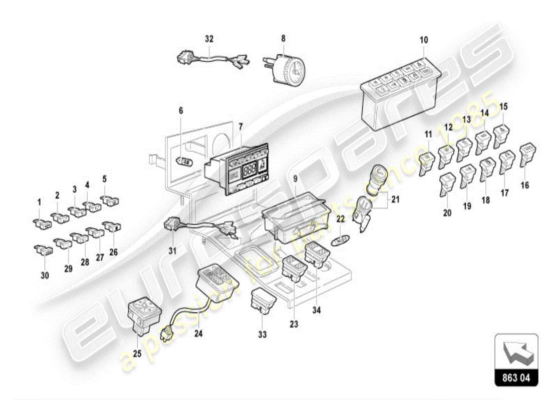 lamborghini diablo vt (1996) tunnel parts diagram