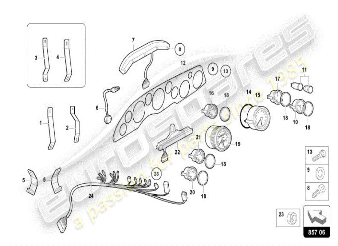 lamborghini diablo vt (1999) combi-instrument parts diagram