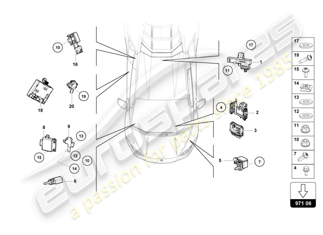 lamborghini 2022 (evo spyder) control unit part diagram