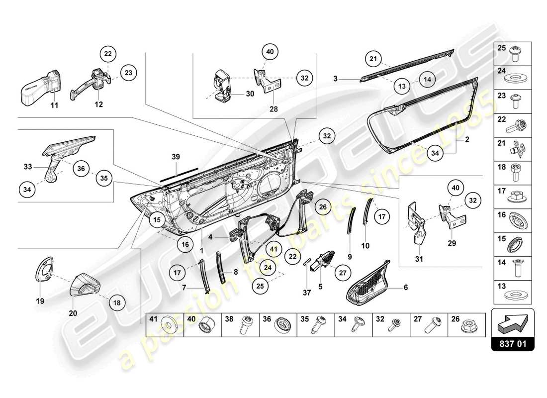 lamborghini 2023 (tecnica) doors parts diagram