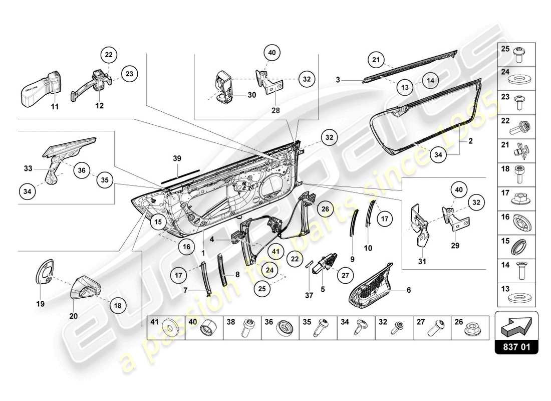 lamborghini 2024 (evo spyder) doors part diagram