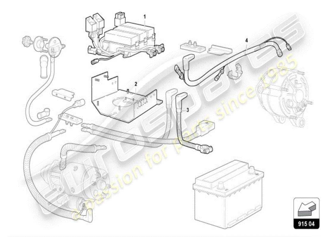 lamborghini diablo vt (1996) battery parts diagram