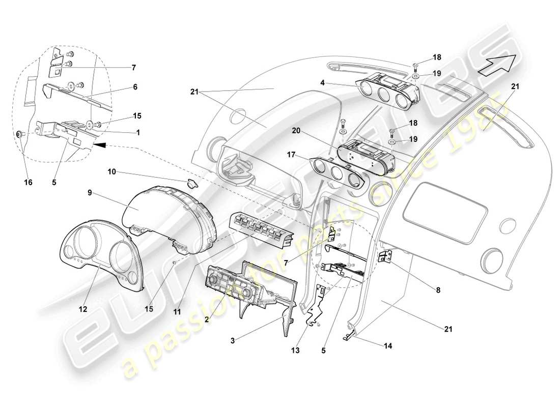 lamborghini gallardo coupe (2007) combi part diagram