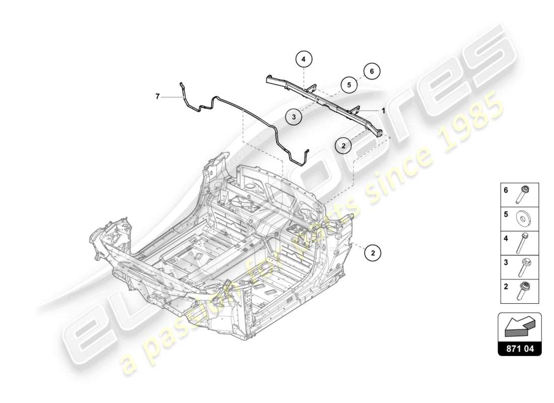 lamborghini 2023 (evo spyder 2wd) cross member rear part diagram