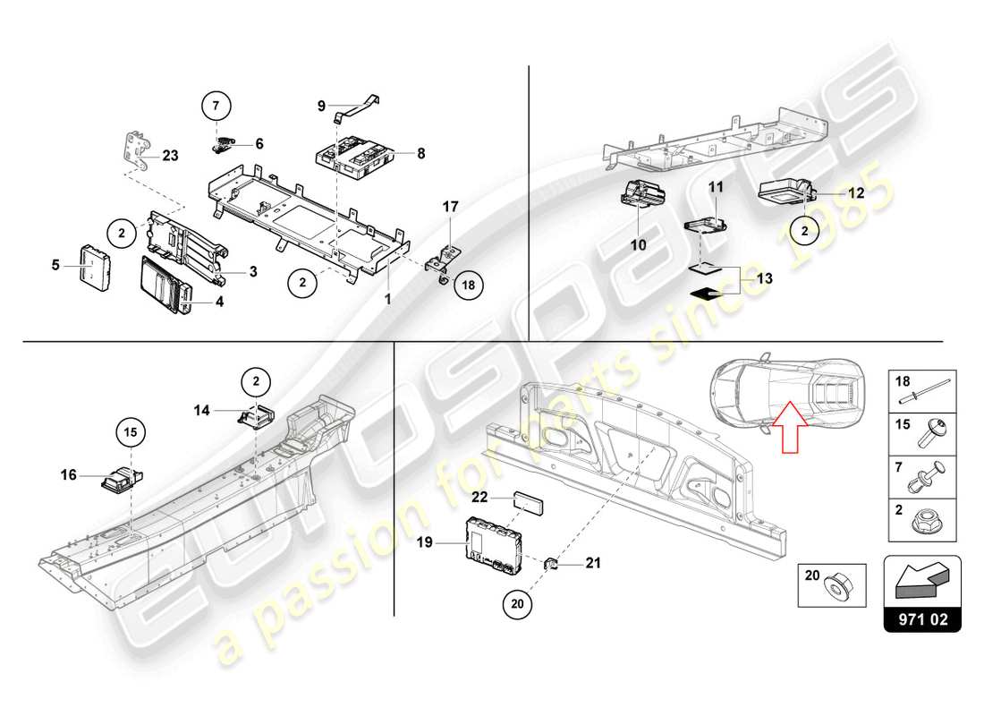 lamborghini 2023 (evo coupe 2wd) control unit part diagram