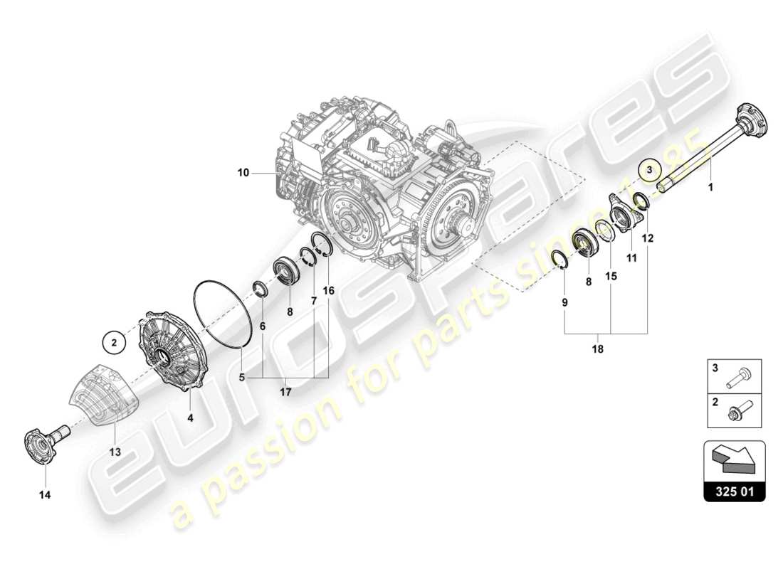 lamborghini 2024 (sterrato) flanged shaft with bearing part diagram