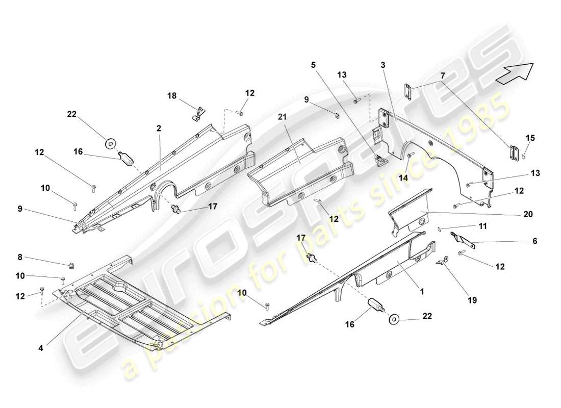 lamborghini gallardo coupe (2007) cover for engine compartment part diagram