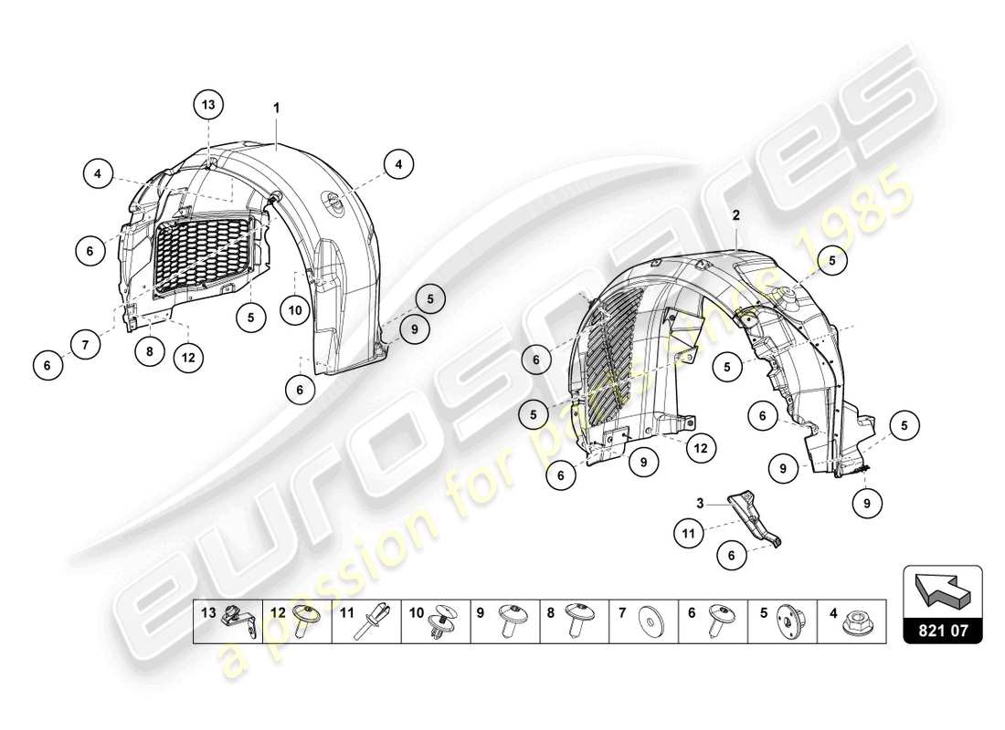 lamborghini 2023 (tecnica) wheel housing trim parts diagram