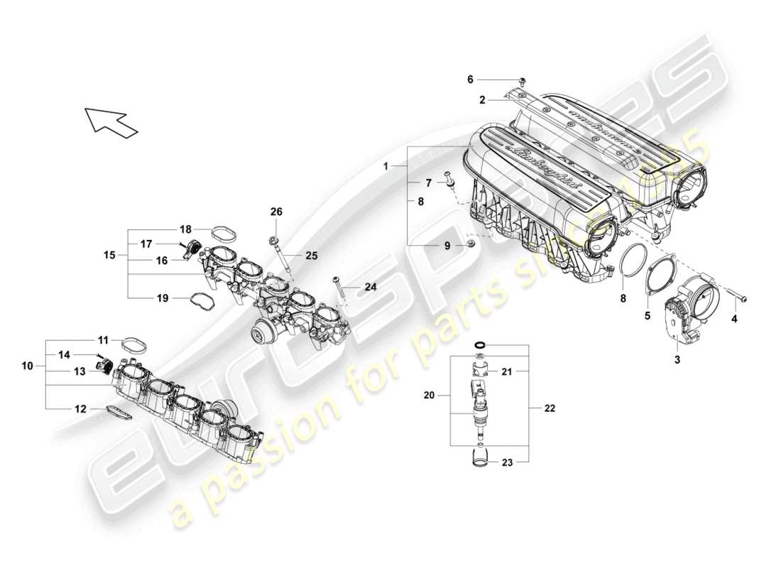 lamborghini lp570-4 spyder performante (2012) intake manifold part diagram