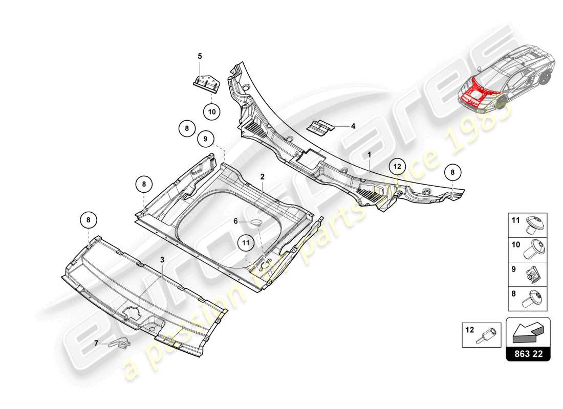 lamborghini countach lpi 800-4 (2022) luggage comp. floor covering parts diagram