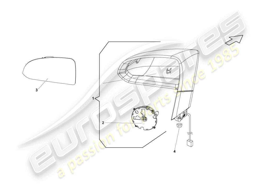 lamborghini gallardo spyder (2008) exterior mirror part diagram