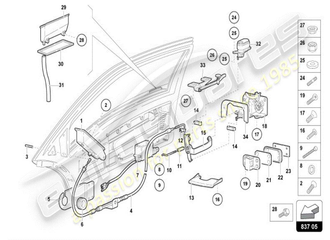 lamborghini diablo vt (1997) door parts diagram