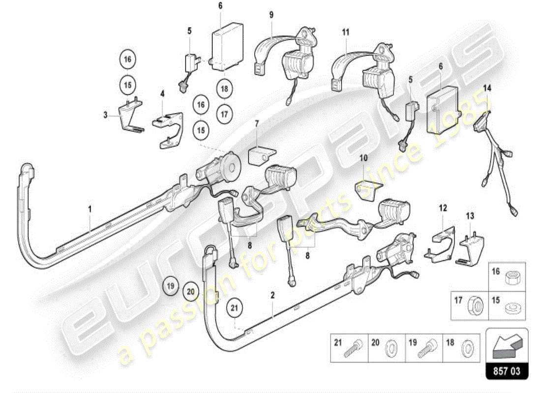 lamborghini diablo vt (1997) seat belts parts diagram