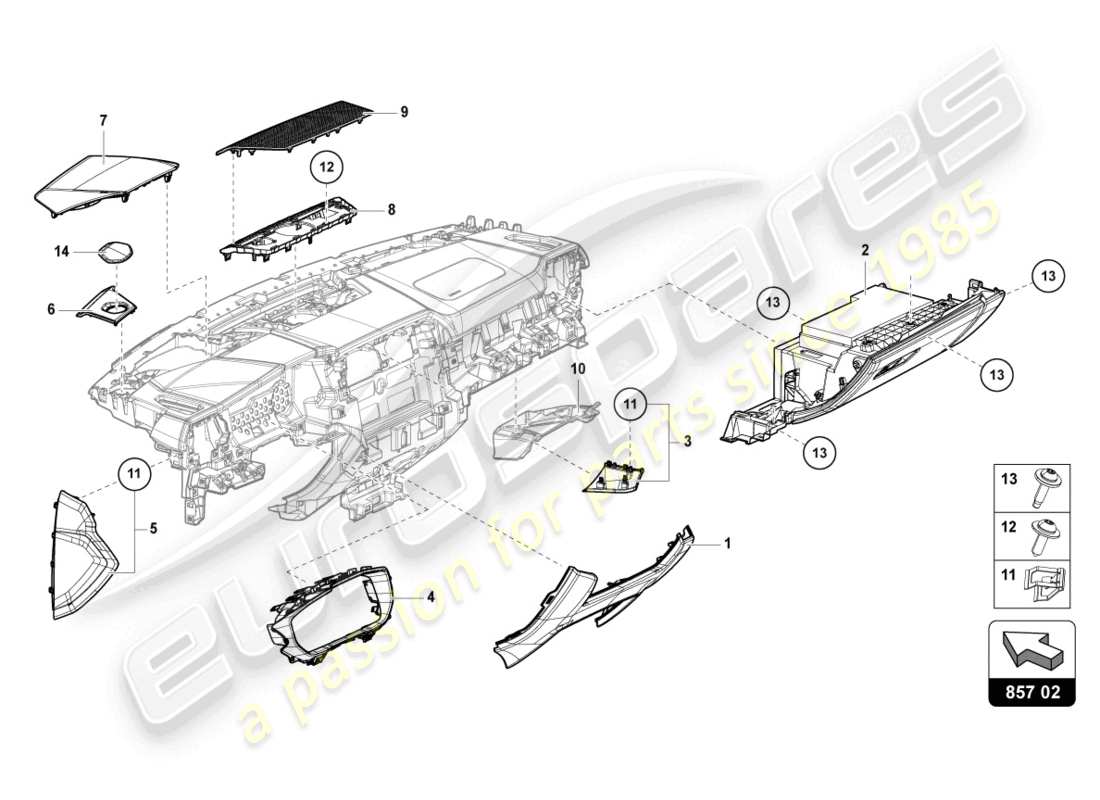 lamborghini urus (2022) instrument panel part diagram