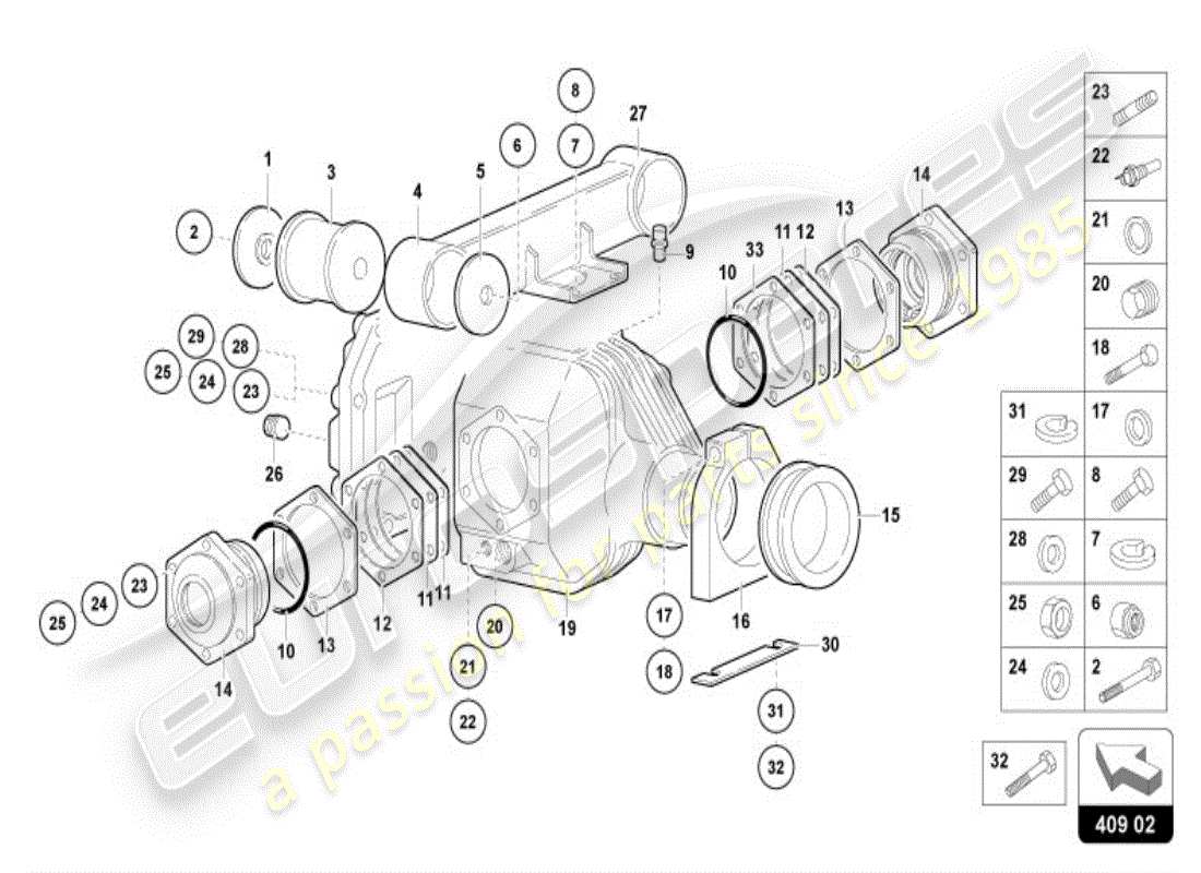lamborghini diablo vt (1997) front axle differential box parts diagram