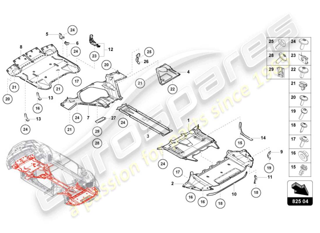 lamborghini 2024 (tecnica) trim panel for frame lower section part diagram