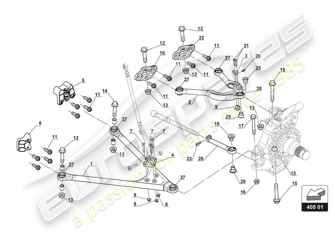 lamborghini 2017 (gt3) front suspension arms part diagram