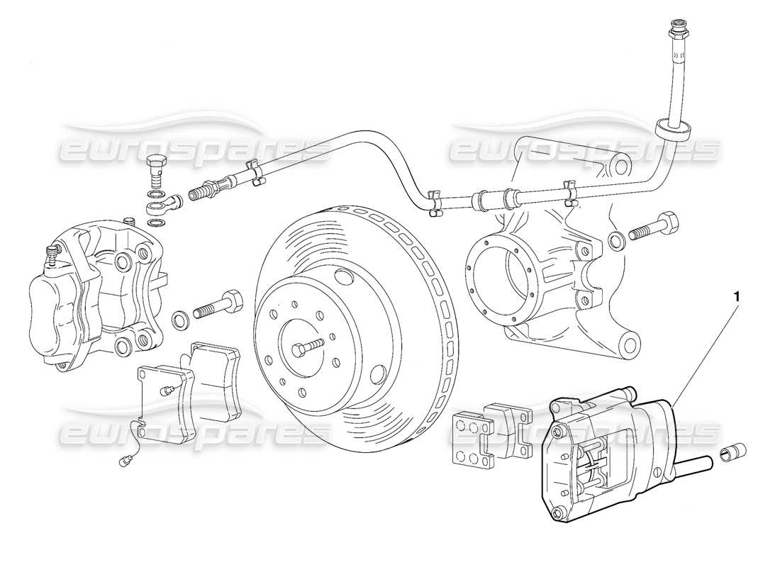 lamborghini diablo (1991) rear brakes (valid for gb version - october 1991) part diagram