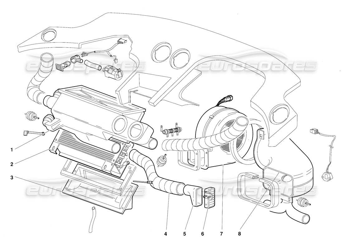 lamborghini diablo (1991) climate control (valid for australia version - october 1991) parts diagram