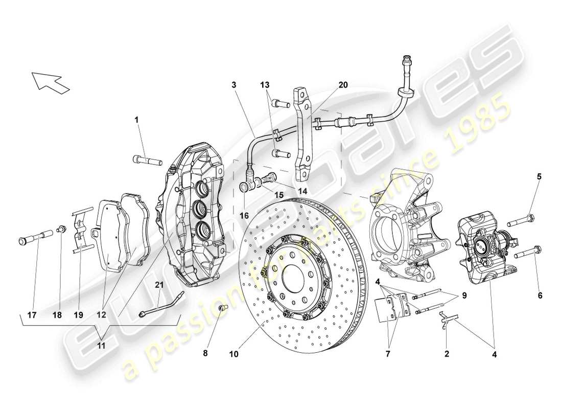 lamborghini lp640 roadster (2010) disc brake rear part diagram