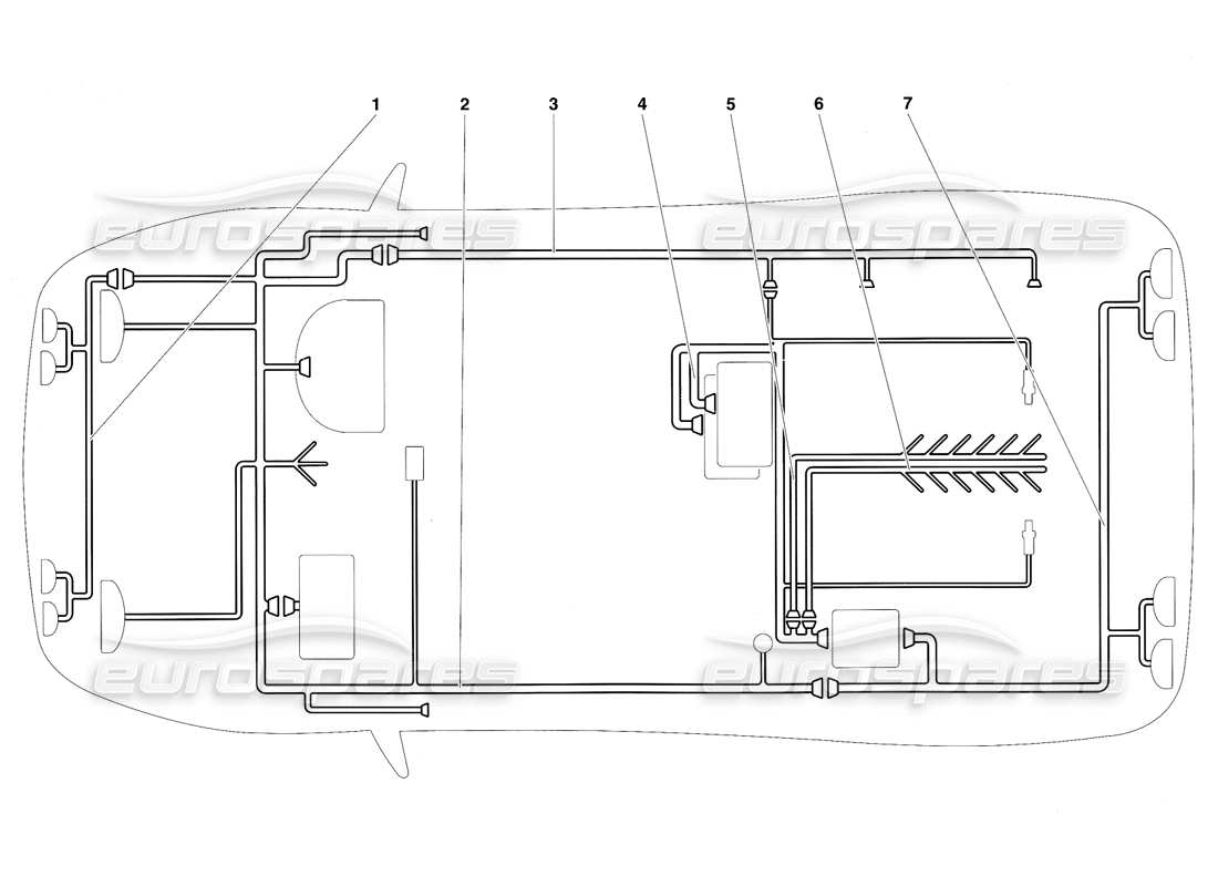 lamborghini diablo sv (1997) electrical system (valid for rh d. - march 1997) parts diagram