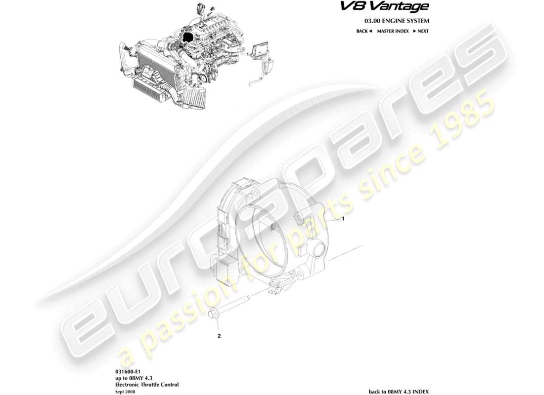 a part diagram from the aston martin v8 vantage (2018) parts catalogue