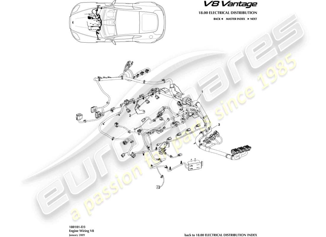 a part diagram from the aston martin v8 vantage (2013) parts catalogue