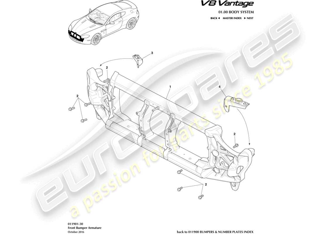 a part diagram from the aston martin v8 vantage (2014) parts catalogue